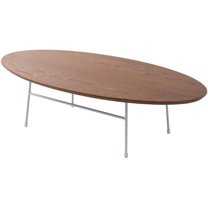 Modern Oval Coffee Table with Powder-Coated Steel Frame