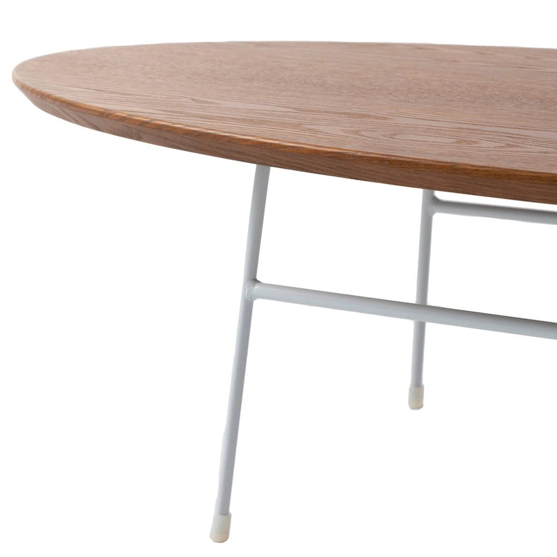 Modern Oval Coffee Table with Powder-Coated Steel Frame