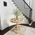 Traditional Round Wooden Pedestal Table - Dark Brown
