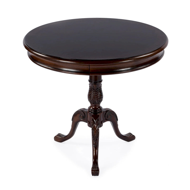 Butler Traditional Round Wooden Pedestal Table in Plantation Cherry Finish - Dark Brown