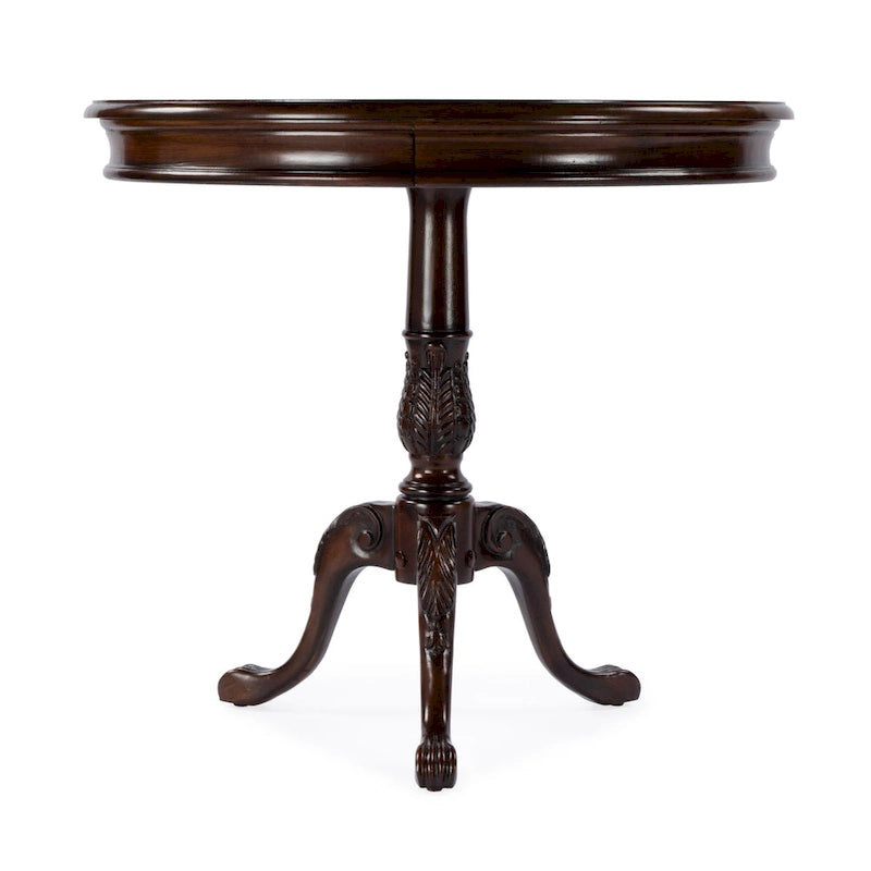 Traditional Round Wooden Pedestal Table - Dark Brown