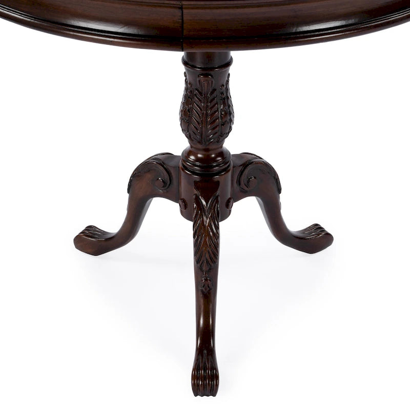 Traditional Round Wooden Pedestal Table - Dark Brown