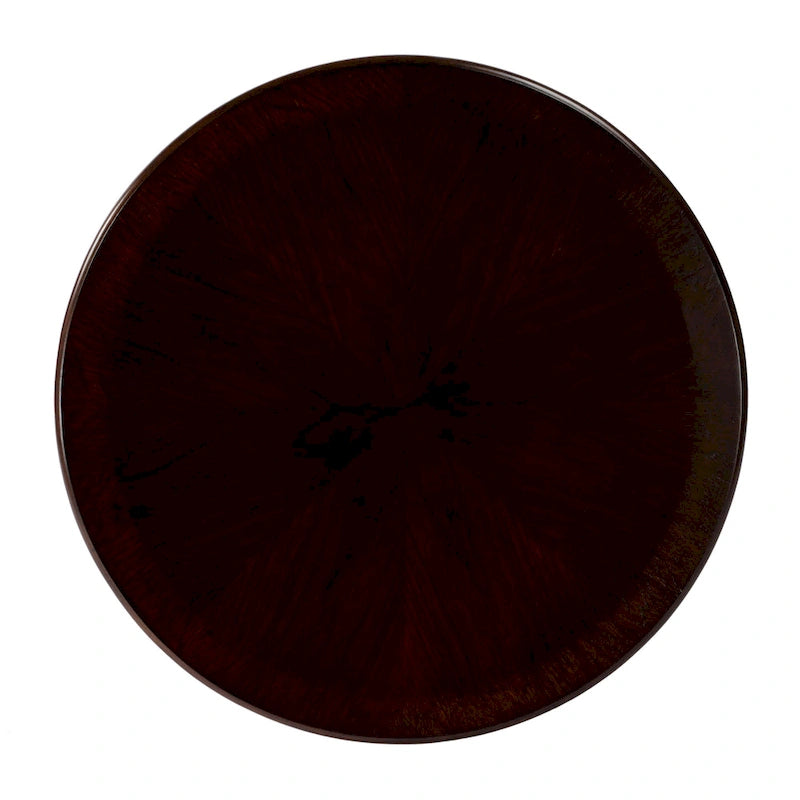 Traditional Round Wooden Pedestal Table - Dark Brown