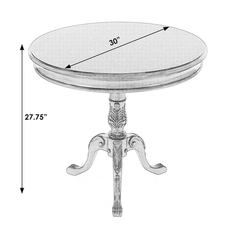 Traditional Round Wooden Pedestal Table - Dark Brown