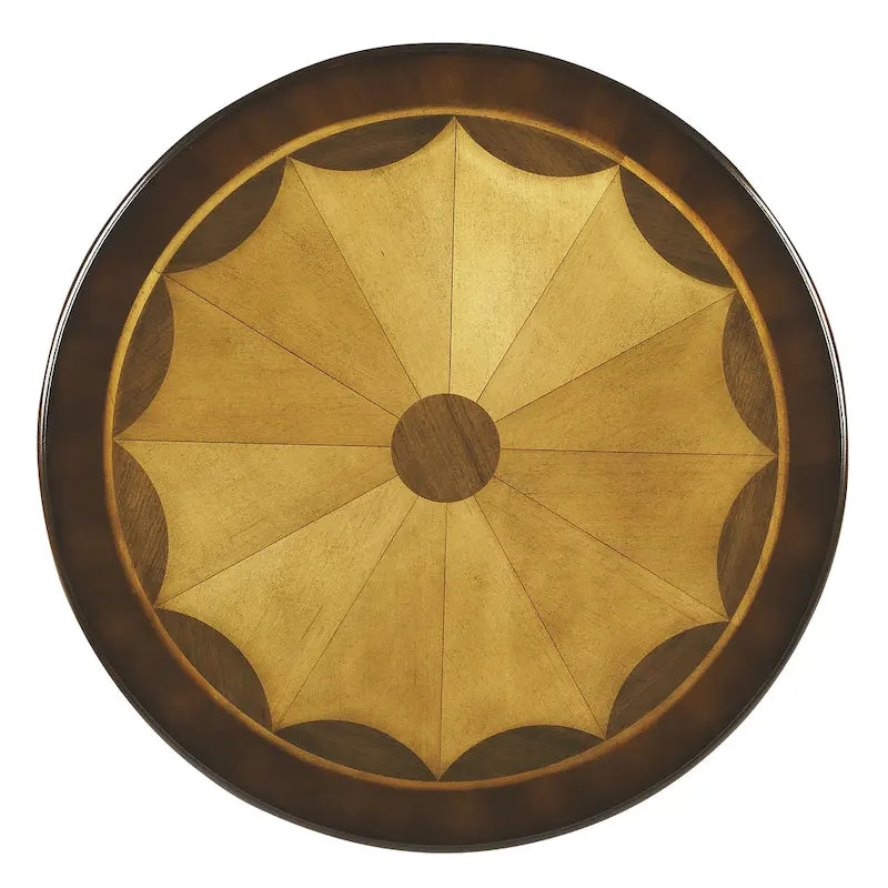 Traditional Round Wooden Pedestal Table - Dark Brown