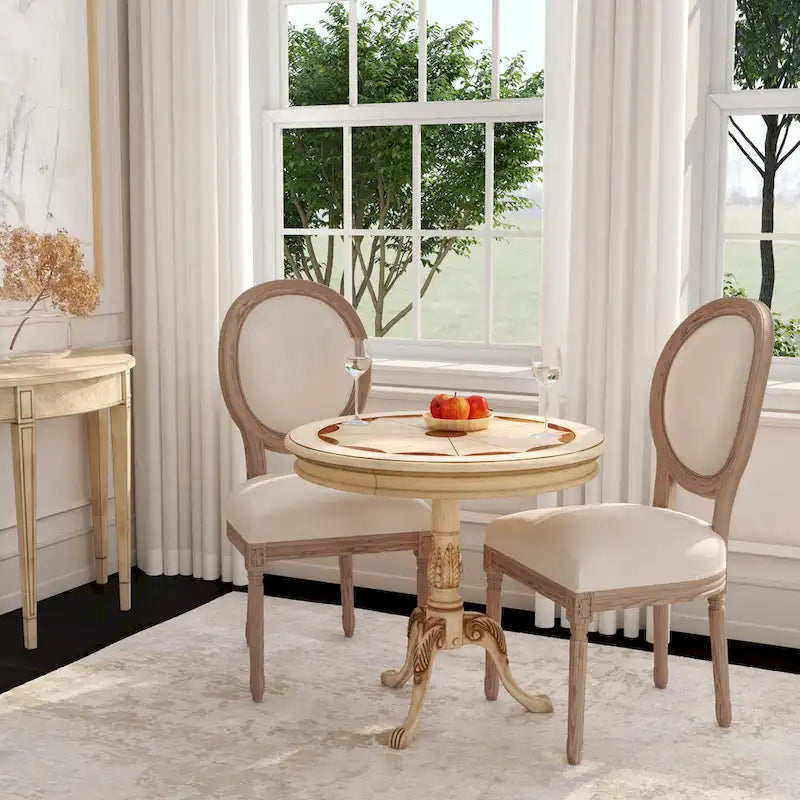 Traditional Round Wooden Pedestal Table - Dark Brown