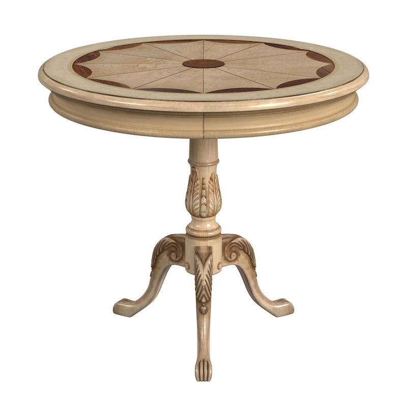 Traditional Round Wooden Pedestal Table - Dark Brown
