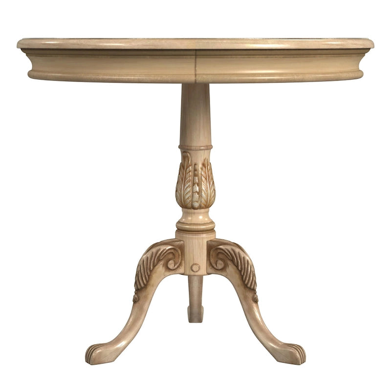 Traditional Round Wooden Pedestal Table - Dark Brown