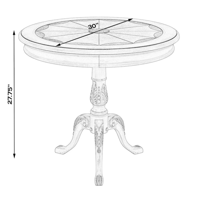 Traditional Round Wooden Pedestal Table - Dark Brown