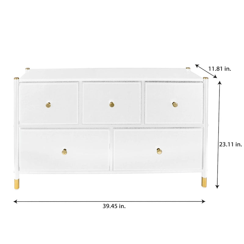 Leather-Look Dresser with Gold Accents