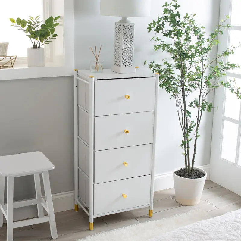 Leather-Look Dresser with Gold Accents