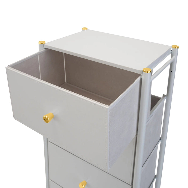 Leather-Look Dresser with Gold Accents