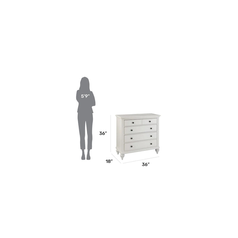 Off-White Poplar Wood 4-Drawer Dresser