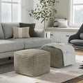 Cream Boho Square Indoor/Outdoor Pouf