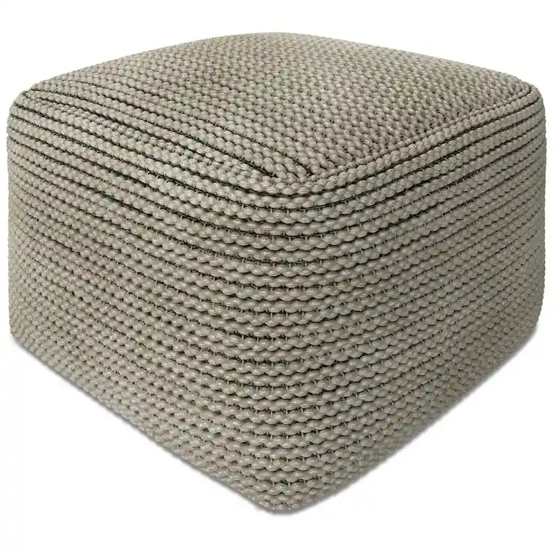 Cream Boho Square Indoor/Outdoor Pouf