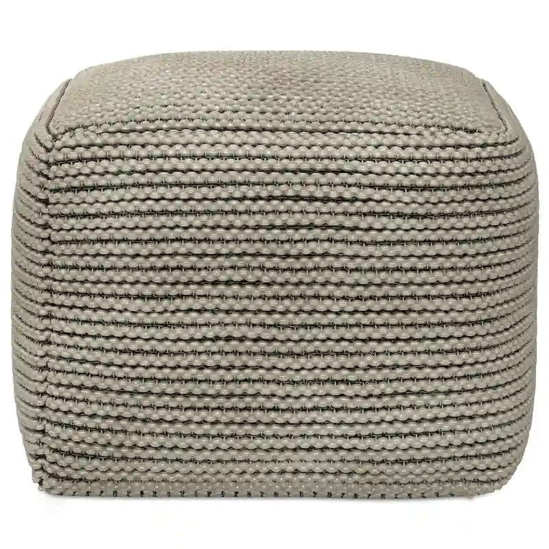 Cream Boho Square Indoor/Outdoor Pouf