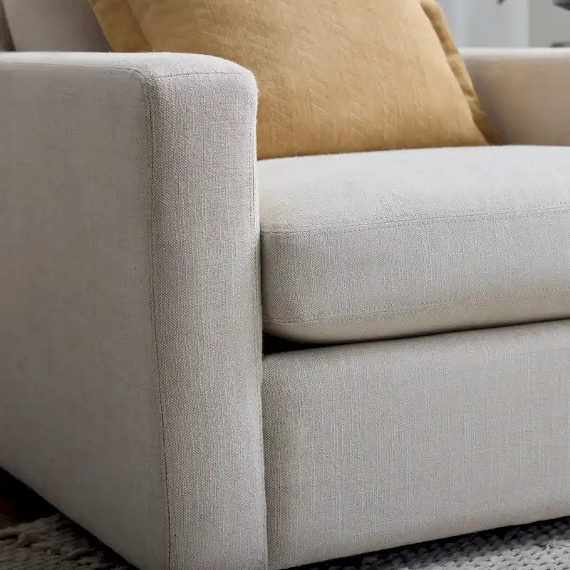 Linen-Blend Upholstered Accent Armchair