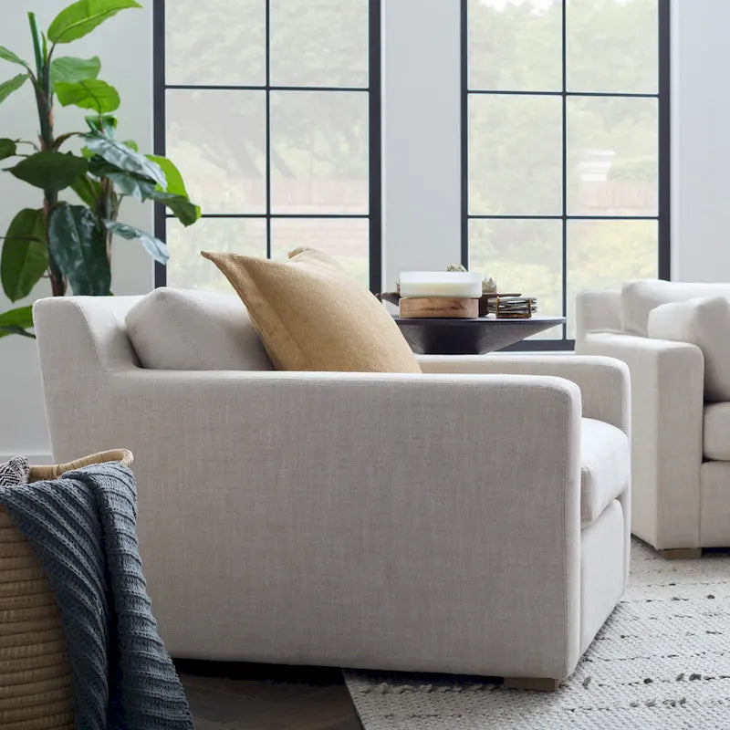 Linen-Blend Upholstered Accent Armchair