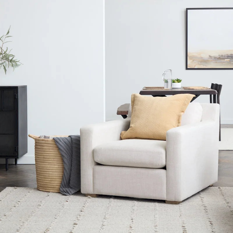 Linen-Blend Upholstered Accent Armchair