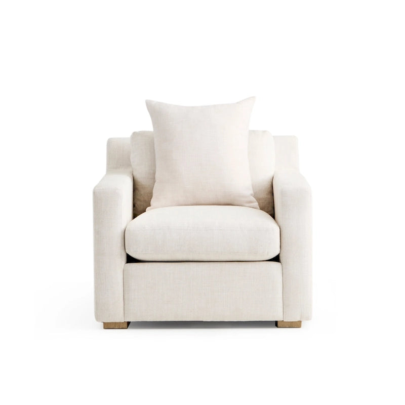 Linen-Blend Upholstered Accent Armchair