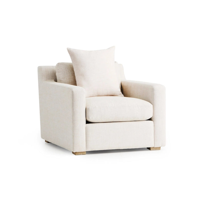 Linen-Blend Upholstered Accent Armchair