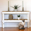 Rustic Reclaimed Wood Two-Tier Console Table