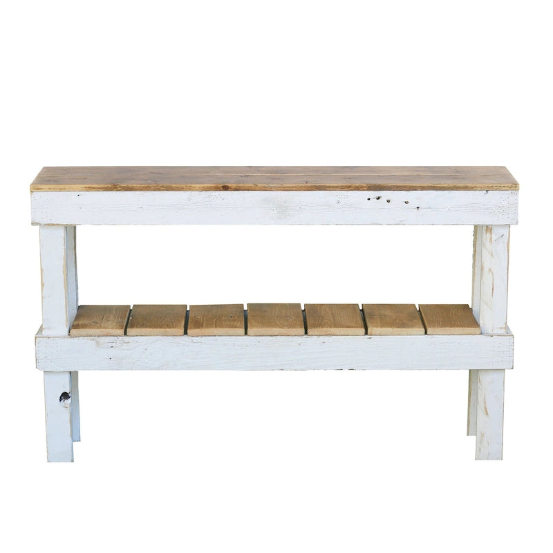 Rustic Reclaimed Wood Two-Tier Console Table
