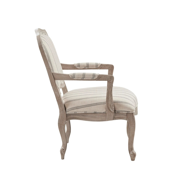Natural Stripe Upholstered Accent Chair with Exposed Wood Frame