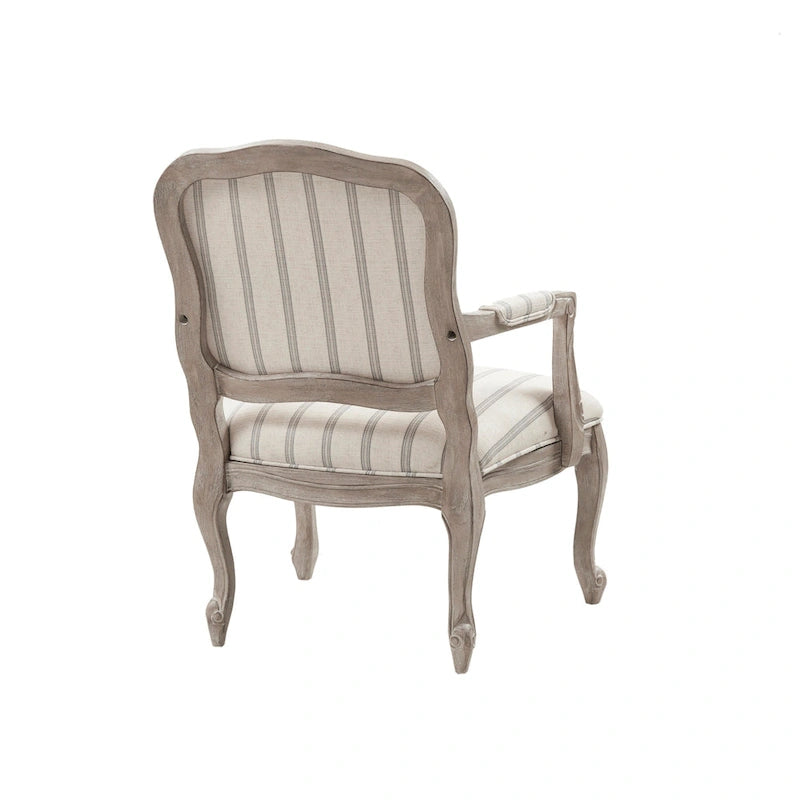 Natural Stripe Upholstered Accent Chair with Exposed Wood Frame