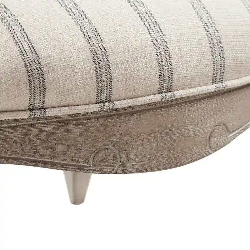 Natural Stripe Upholstered Accent Chair with Exposed Wood Frame