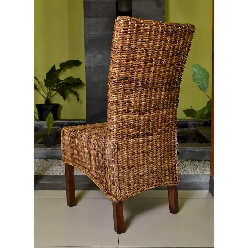 Woven Abaca & Mahogany Dining Chairs (Set of 2)
