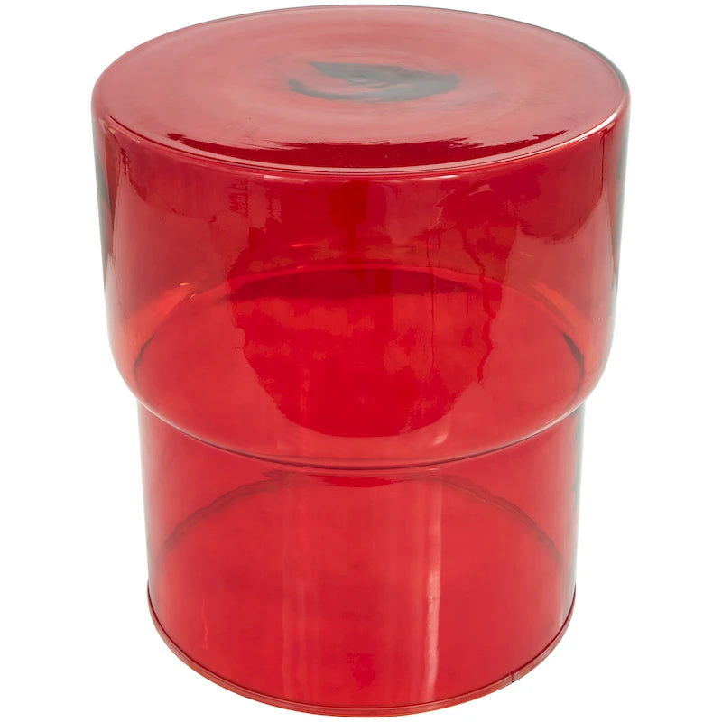 Modern Round Glass Accent Table - Clear or Red
