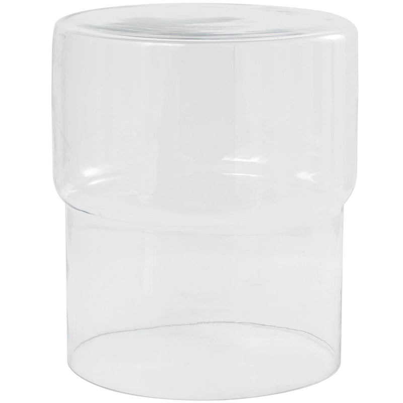 Modern Round Glass Accent Table - Clear or Red