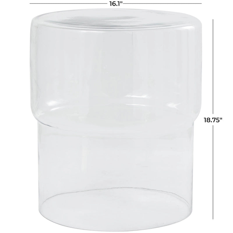 Modern Round Glass Accent Table - Clear or Red