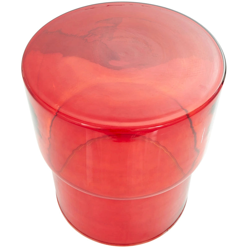 Modern Round Glass Accent Table - Clear or Red