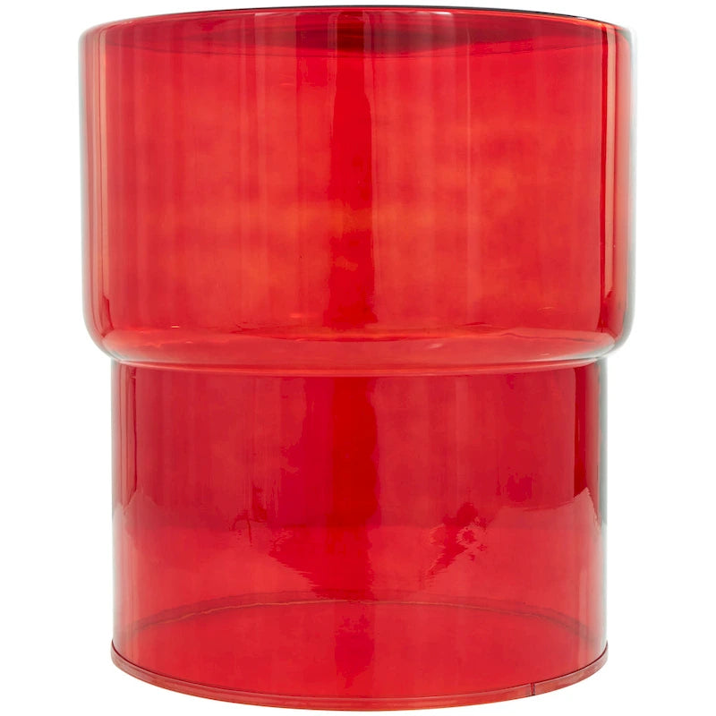 Modern Round Glass Accent Table - Clear or Red