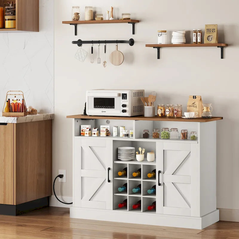 Farmhouse Buffet & Coffee Bar Cabinet with Storage