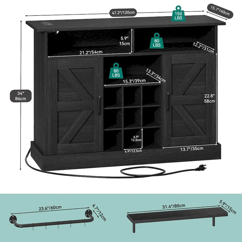 Farmhouse Buffet & Coffee Bar Cabinet with Storage