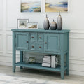 Retro Solid Wood Buffet Sideboard with Drawers, Cabinets and Bottom Shelf