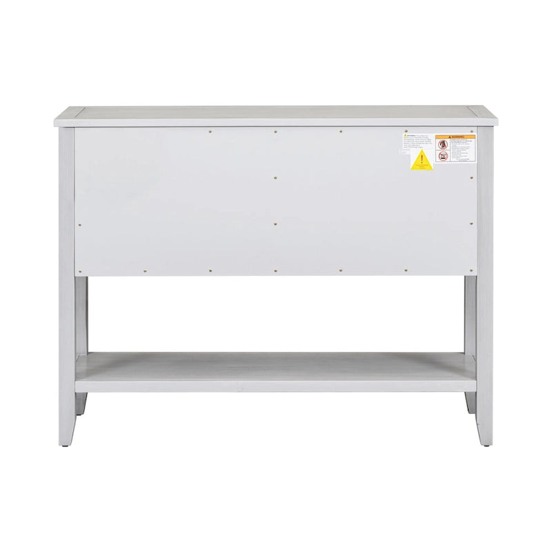 Retro Solid Wood Buffet Sideboard with Drawers, Cabinets and Bottom Shelf