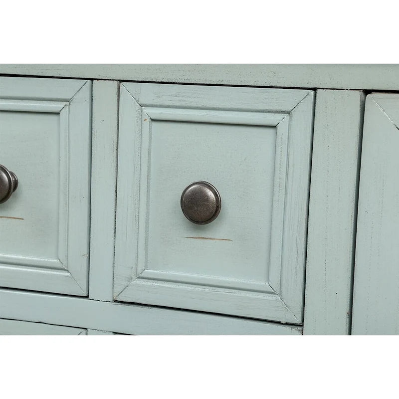 Retro Solid Wood Buffet Sideboard with Drawers, Cabinets and Bottom Shelf