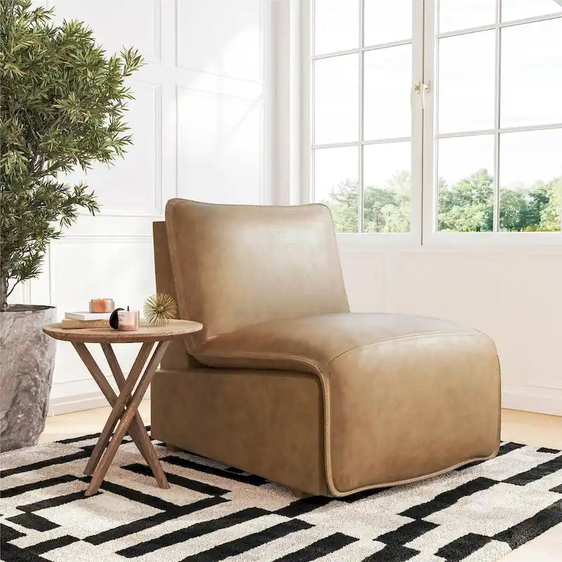 Mid-Century Modern Faux Leather Power Recliner