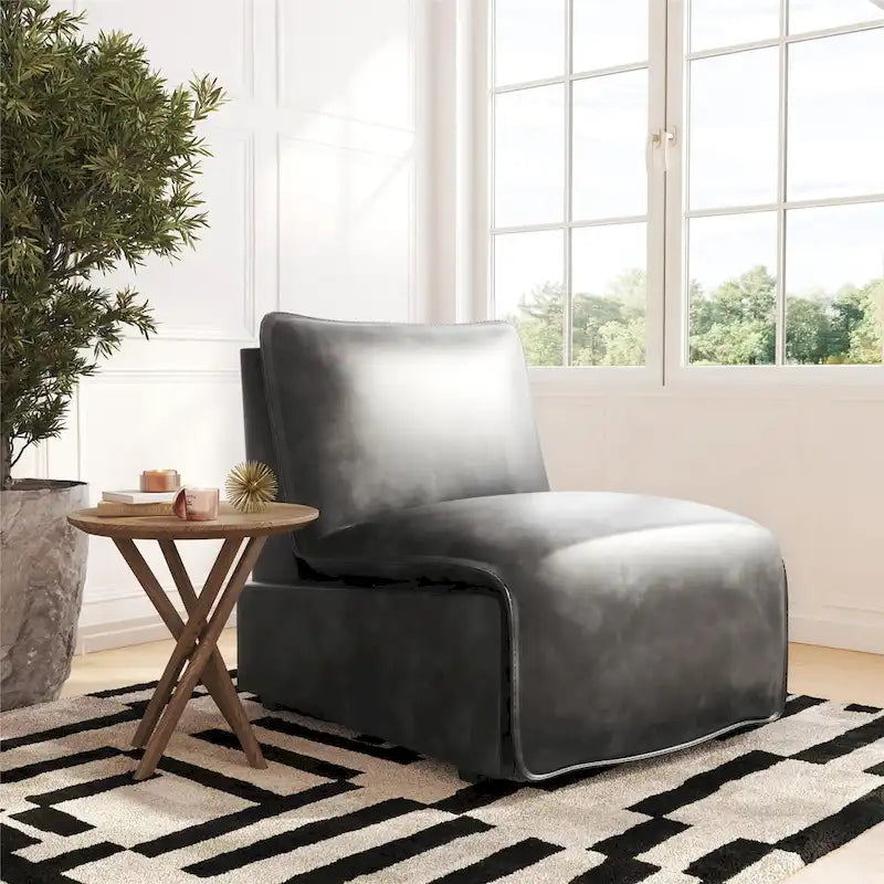 Mid-Century Modern Faux Leather Power Recliner
