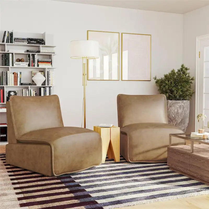 Mid-Century Modern Faux Leather Power Recliner