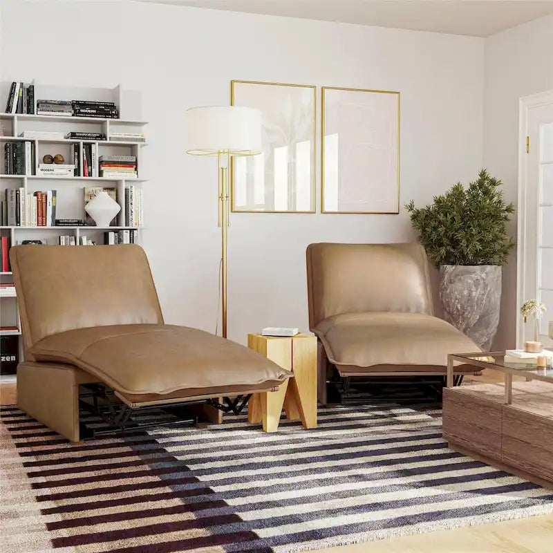 Mid-Century Modern Faux Leather Power Recliner
