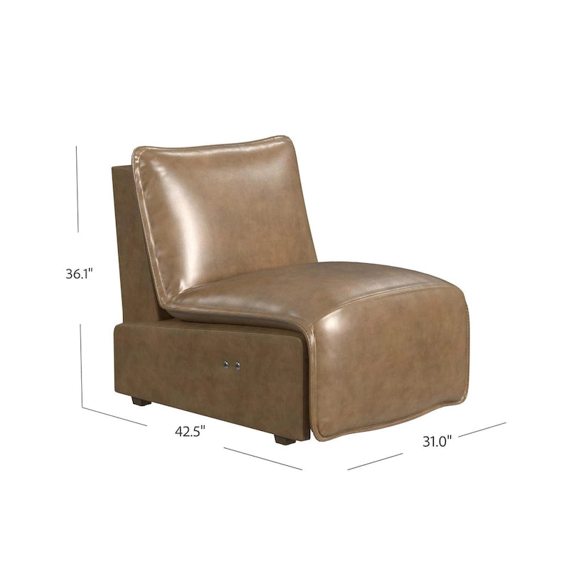 Mid-Century Modern Faux Leather Power Recliner