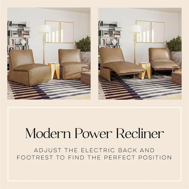 Mid-Century Modern Faux Leather Power Recliner