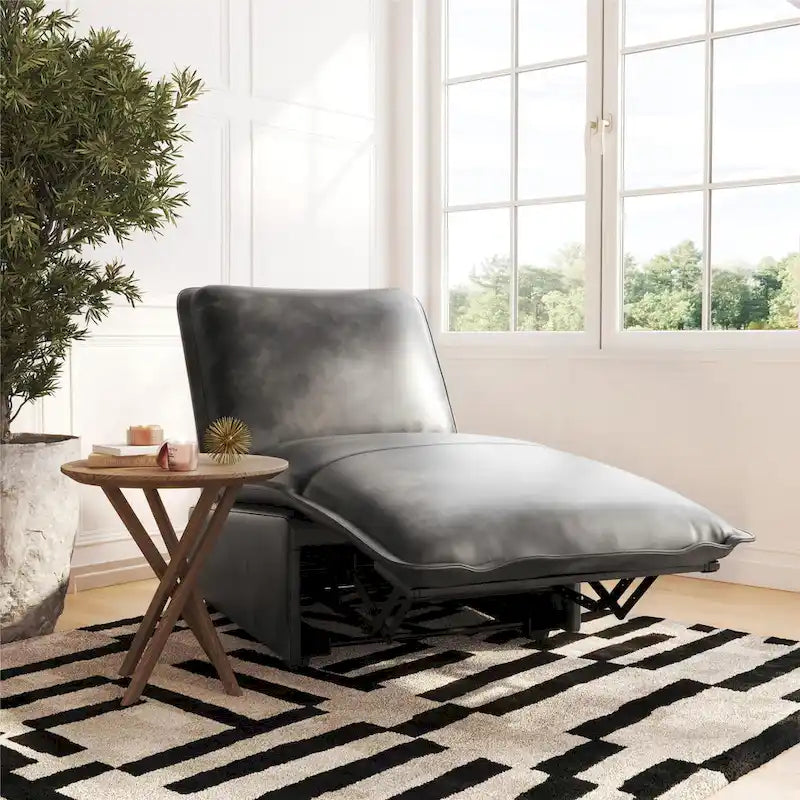 Mid-Century Modern Faux Leather Power Recliner