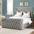 Velvet Upholstered Tufted Wingback Panel Bed Set