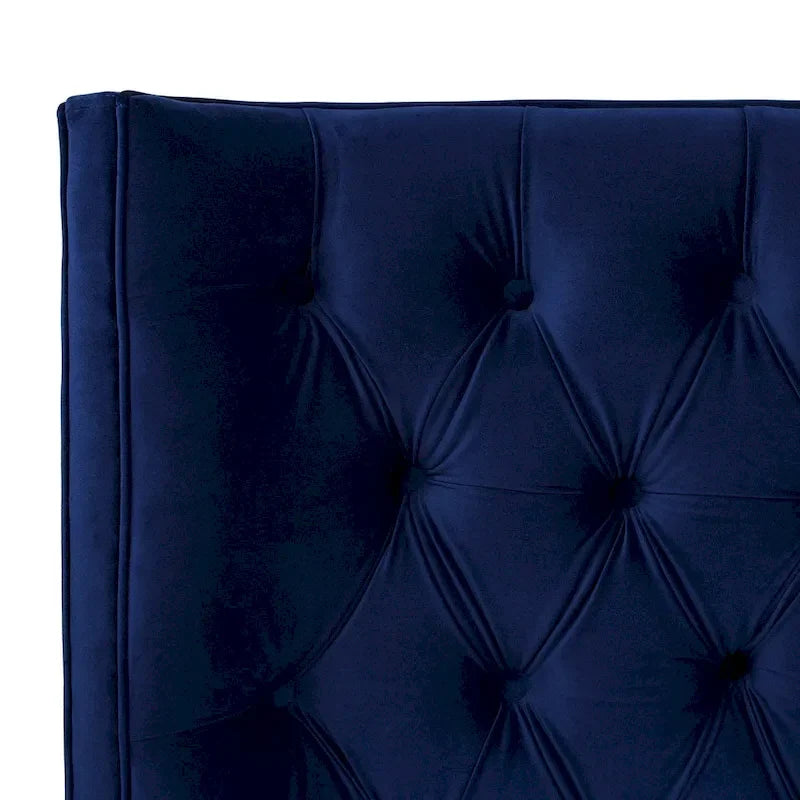 Velvet Upholstered Tufted Wingback Panel Bed Set